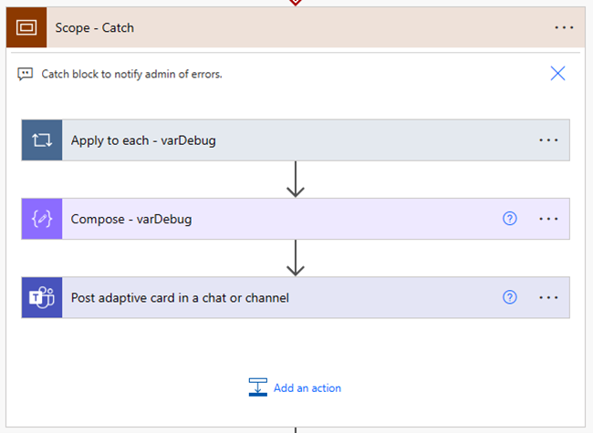Error handling in Power Automate using Adaptive Cards for Microsoft Teams